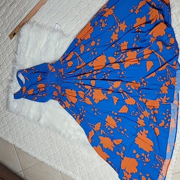 Abel The Label Anthropologie Halter Blue Orange Flair Maxi Dress. Ladies Medium - Picture 6 of 6